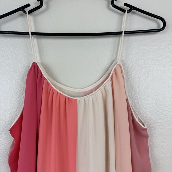 NWT Francesca’s Jun & Ivy Stripe Colorblock Mini Shift Slip Dress Pink Coral S - Picture 2 of 12